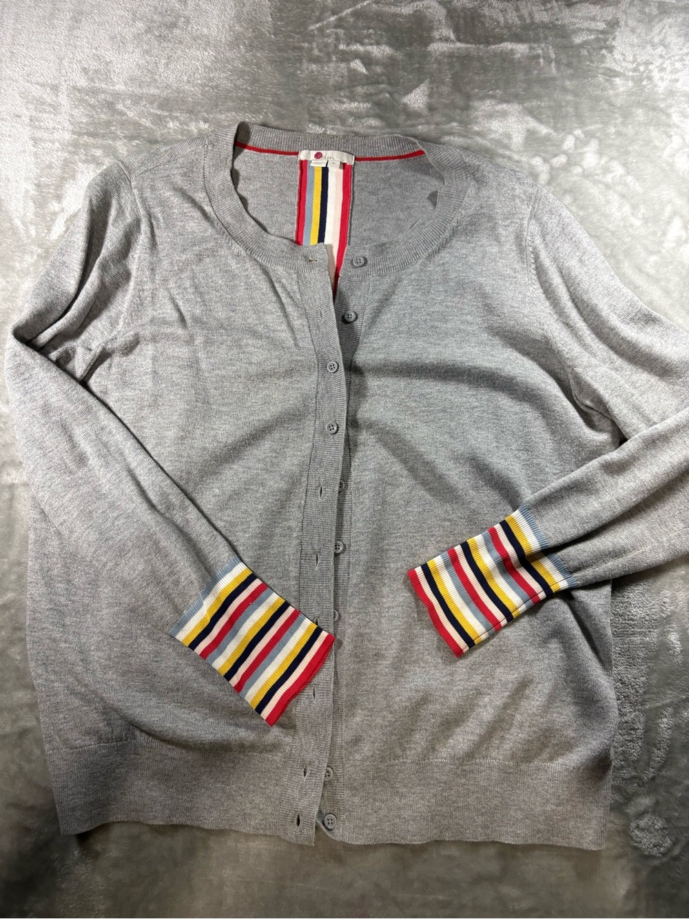 Boden Cassandra Cardigan Size XL Cotton and Wool and Colorful Stripes - Picture 3 of 6